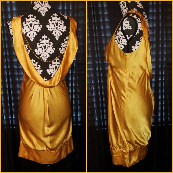 Arden B Mustard Yellow Open Back Dress - Picture 2 of 3